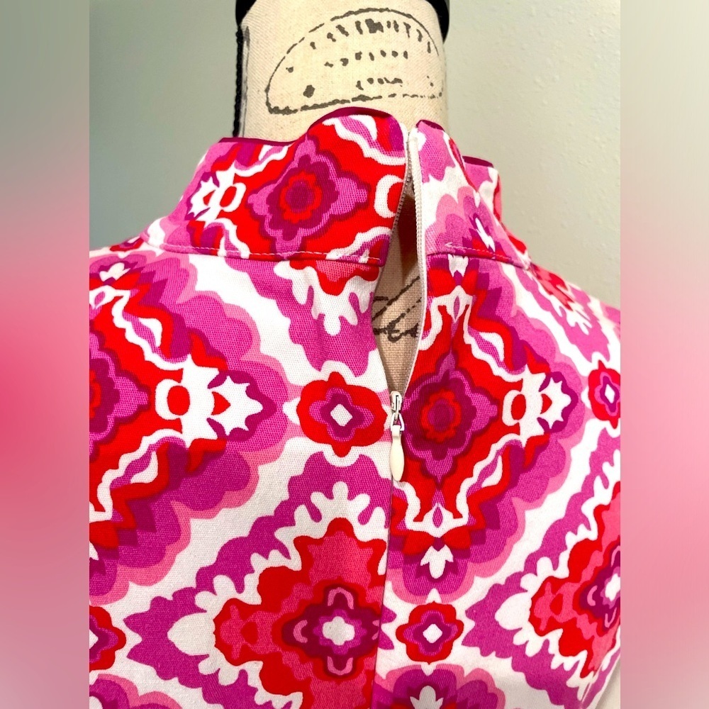 💎 Kensie Stretch Midi Dress pink & red size 8 EUC 🥰 - Picture 4 of 6
